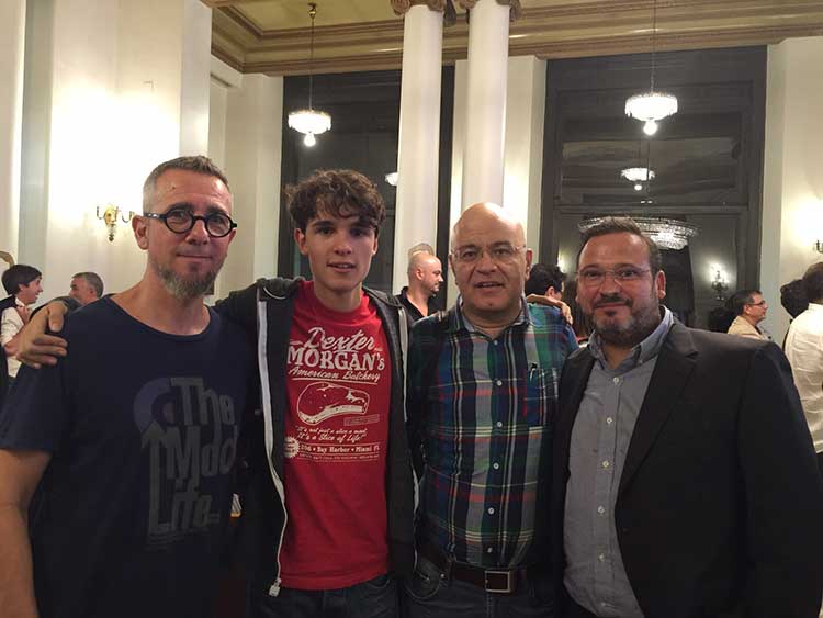 Pedro Barcelo e hijo Jesus Gomez y Luis Miguel Cebrian Yamaha